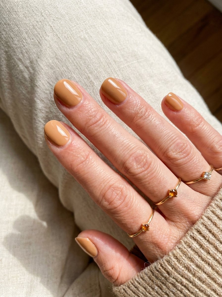 Caramel Cute Nails als Cute Fall Nails Inspiration 2026